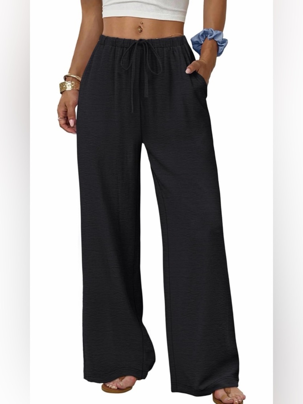 🆕Relaxed Wide-Leg Drawstring Pants - Picture 1 of 2